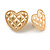 23mm Matt Gold Tone Quilted Heart Clip On Earrings Retro - view 2