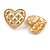 23mm Matt Gold Tone Quilted Heart Clip On Earrings Retro - view 4