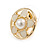 15mm Gold Tone White Enamel Flower Round Stud Earrings - view 4