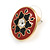 18mm Red/ Black Enamel Flower Round Stud Earrings In Gold Tone - view 4