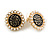 17mm Gold Tone Black Enamel White Faux Pearl Flower Stud Earrings