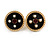 17mm Gold Tone Black/ Red Enamel Faux Pearl Button Stud Earrings - view 2