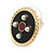 17mm Gold Tone Black/ Red Enamel Faux Pearl Button Stud Earrings - view 4