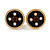 17mm Gold Tone Black/ Red Enamel Faux Pearl Button Clip On Earrings - view 2