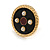 17mm Gold Tone Black/ Red Enamel Faux Pearl Button Clip On Earrings - view 5