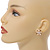 15mm Gold Tone White Enamel Flower Round Clip On Earrings - view 6