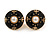 18mm Black Enamel Faux Pearl Button Clip on Earrings In Gold Tone - view 3