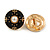 18mm Black Enamel Faux Pearl Button Clip on Earrings In Gold Tone - view 6