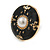 18mm Black Enamel Faux Pearl Button Clip on Earrings In Gold Tone - view 4