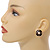 18mm Black Enamel Faux Pearl Button Clip on Earrings In Gold Tone - view 7
