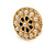 17mm Gold Tone Black Enamel, White Faux Pearl Floral Motif Clip On Earrings - view 5