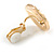 17mm Gold Tone Black Enamel, White Faux Pearl Floral Motif Clip On Earrings - view 6