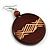 Brown Wooden Round Disk Drop Earrings with Geometric Pattern - 70mm Long - view 5