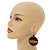 Brown Wooden Round Disk Drop Earrings with Geometric Pattern - 70mm Long - view 3