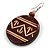 Dark Brown Wooden Round Disk Drop Earrings with Arrow Pattern - 70mm Long - view 4
