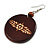 Brown Wooden Round Disk Drop Earrings with Floral Motif - 70mm Long - view 4