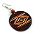 Brown Wooden Round Disk Drop Earrings with Tribal Motif - 70mm Long - view 4