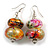 Colour Fusion Wooden Double Bead Drop Earrings (Multicoloured) - 55mm L - view 2