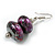 Purple/Black/Silver/Red Colour Fusion Wooden Double Bead Drop Earrings - 55mm L - view 4