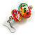 Colour Fusion Wooden Double Bead Drop Earrings (Multicoloured) - 55mm L - view 4