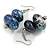 Black/Blue/Silver/White/Purple Colour Fusion Wooden Double Bead Drop Earrings - 55mm L - view 2