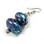 Black/Blue/Silver/White/Purple Colour Fusion Wooden Double Bead Drop Earrings - 55mm L - view 5