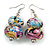 Colour Fusion Wooden Double Bead Drop Earrings (Multicoloured)  - 55mm L - view 2