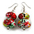 Colour Fusion Wooden Double Bead Drop Earrings (Multicoloured) - 55mm - view 2