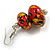 Red/ Black/ Yellow Colour Fusion Wooden Double Bead Drop Earrings - 55mm L - view 4