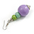 Graduated Lilac/Mint/Lime Green Painted Wood Bead Drop Earings - 65mm Long - view 5