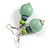 Graduated Grey/Mint/Lime Green Painted Wood Bead Drop Earings - 65mm Long - view 4