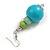 Graduated Turquoise/Mint/Lime Green Painted Wood Bead Drop Earings - 65mm Long - view 5