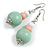 Graduated Pastel White/ Pink/ Mint Painted Wood Bead Drop Earings - 65mm Long - view 4