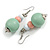 Graduated Pastel White/ Pink/ Mint Painted Wood Bead Drop Earings - 65mm Long - view 2