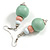 Graduated Pastel White/ Pink/ Mint Painted Wood Bead Drop Earings - 65mm Long - view 6