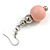 Pastel Pink Painted Wood and Silver Acrylic Bead Drop Earrings - 55mm L - view 5