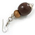 Brown/ Bronze Painted Double Bead Wood Drop Earrings - 55mm Long - view 4