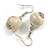 15mm Antique White Round Ceramic Drop Earrings - 35mm Long
