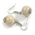15mm Antique White Round Ceramic Drop Earrings - 35mm Long - view 2