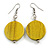 Antique Yellow Painted Wood Coin Drop Earrings - 55mm L - view 1