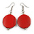 Red Painted Wood Coin Drop Earrings - 55mm L - view 2