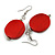 Red Painted Wood Coin Drop Earrings - 55mm L - view 4