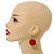 Red Painted Wood Coin Drop Earrings - 55mm L - view 3
