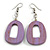 Antique Lilac Purple Painted Wood O-Shape Drop Earrings - 55mm L - view 2