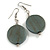 Antique Grey Painted Wood Coin Drop Earrings - 55mm Long - view 2
