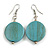 Turquoise Washed Wood Coin Drop Earrings - 55mm - view 2