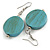 Turquoise Washed Wood Coin Drop Earrings - 55mm - view 5