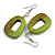 Antique Lime Green Painted Wood O-Shape Drop Earrings - 55mm L - view 5