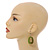 Antique Lime Green Painted Wood O-Shape Drop Earrings - 55mm L - view 4