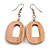 Pink Washed Wood O-Shape Drop Earrings - 55mm L - view 2